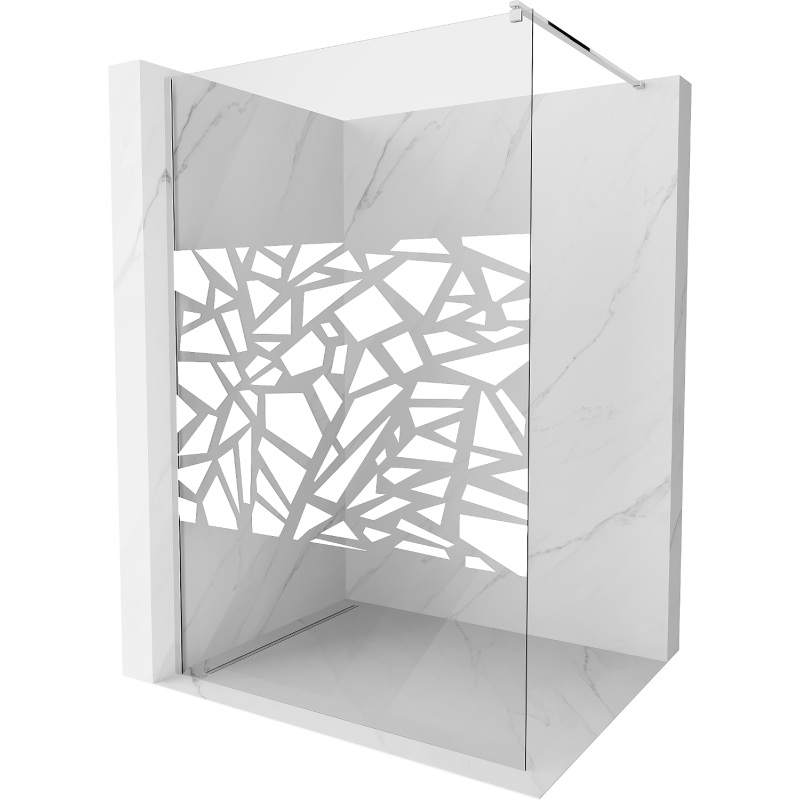 Mexen Kioto paroi de douche Walk-in 130 x 200 cm, motif blanc 8 mm, chrome - 800-130-101-01-85