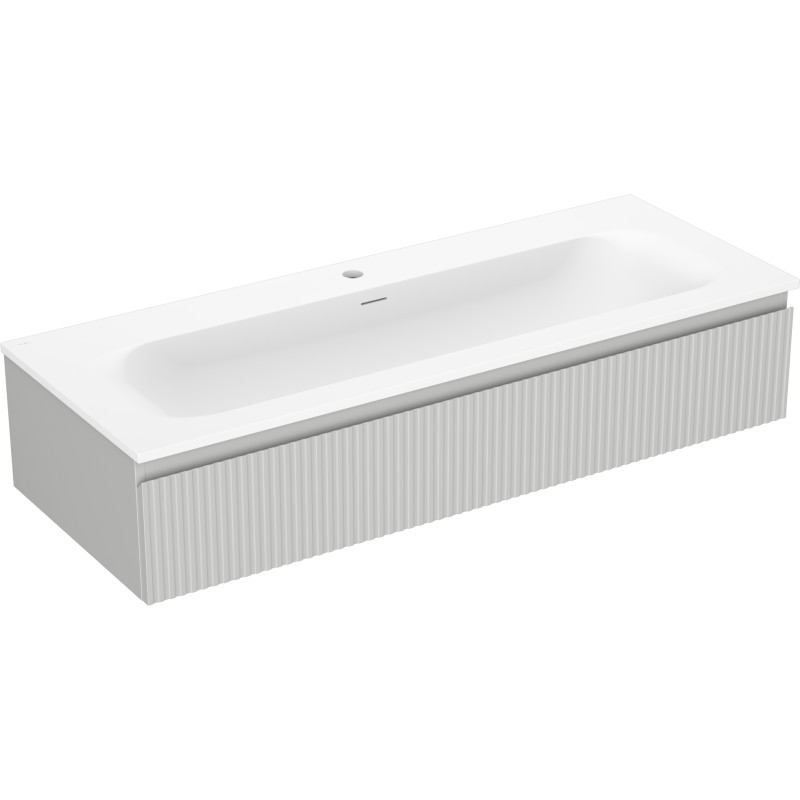 Mexen Rivel armoire de salle de bain 120 cm avec lavabo Vela, 1 tiroir, rainurée, gris mat/blanc mat