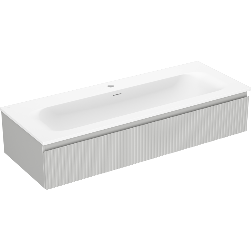 Mexen Rivel meuble de salle de bains 120 cm avec lavabo Vela, 1 tiroir, rainuré, gris mat/blanc mat - 91A20-12023-1-BF62-W23M01