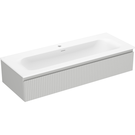 Mexen Rivel armoire de salle de bain 120 cm avec lavabo Vela, 1 tiroir, rainurée, gris mat/blanc mat