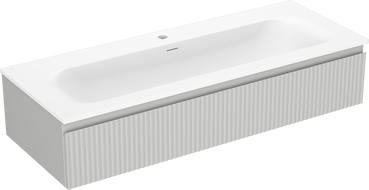 Mexen Rivel armoire de salle de bain 120 cm avec lavabo Vela, 1 tiroir, rainurée, gris mat/blanc mat