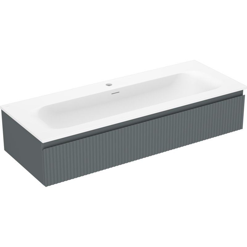 Mexen Rivel meuble de salle de bain 120 cm avec lavabo Vela, 1 tiroir, nervuré, graphite mat/blanc mat -
