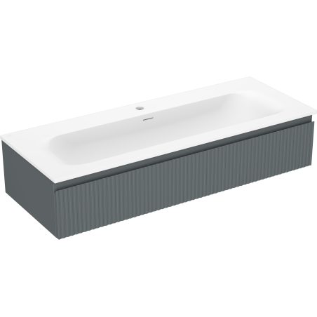 Mexen Rivel meuble de salle de bain 120 cm avec lavabo Vela, 1 tiroir, nervuré, graphite mat/blanc mat -