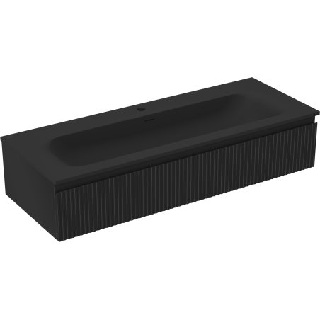 Mexen Rivel meuble de salle de bains 120 cm avec lavabo Vela, 1 tiroir, rainuré, noir mat - 91A20-12023-1-BF71-W23M71