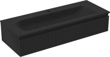 Mexen Rivel meuble de salle de bain 120 cm avec lavabo Vela, 1 tiroir, rainuré, noir mat - 91A20-12023-1-BF71-W23M71