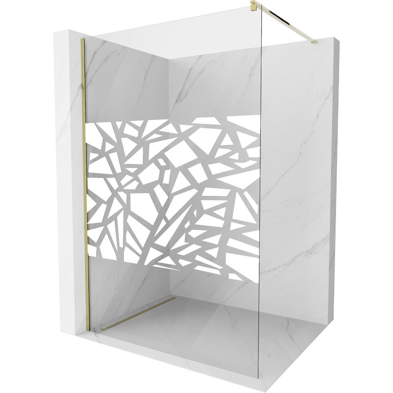 Mexen Kioto paroi de douche Walk-in 90 x 200 cm, motif blanc 8 mm, doré - 800-090-101-50-85