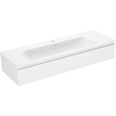 Mexen Rivel meuble de salle de bain 140 cm avec lavabo Vela, 1 tiroir, rainuré, blanc mat - 91A20-14023-1-BF01-W23M01