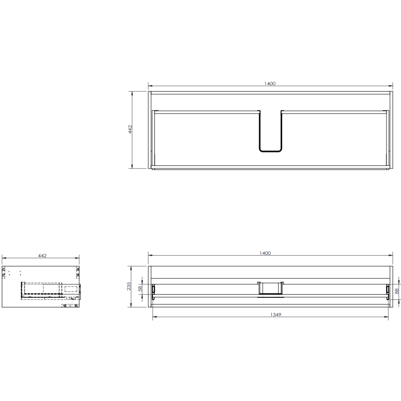 Mexen Rivel meuble de salle de bain 140 cm avec lavabo Vela, 1 tiroir, rainuré, blanc mat - 91A20-14023-1-BF01-W23M01