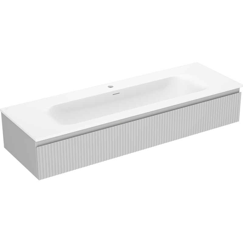 Mexen Rivel meuble de salle de bain 140 cm avec lavabo Vela, 1 tiroir, rainuré, gris mat/blanc mat - 91A20-14023-1-BF62-W23M01