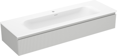 Mexen Rivel meuble de salle de bain 140 cm avec lavabo Vela, 1 tiroir, rainuré, gris mat/blanc mat - 91A20-14023-1-BF62-W23M01