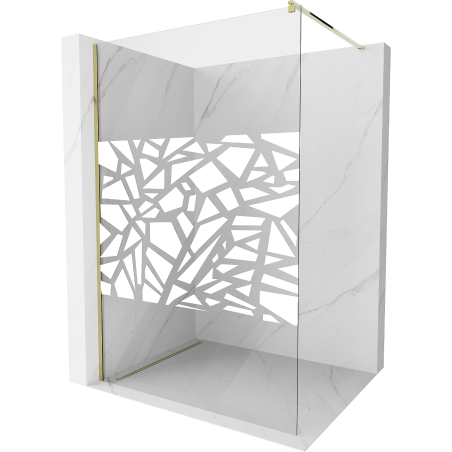 Mexen Kioto paroi de douche Walk-in 120 x 200 cm, motif blanc 8 mm, or - 800-120-101-50-85