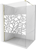 Mexen Kioto paroi de douche 120 x 200 cm, transparent/Design blanc 8 mm, Or - 800-120-101-50-85