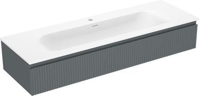 Mexen Rivel meuble de salle de bain 140 cm avec lavabo Vela, 1 tiroir, rainuré, graphite mat/blanc mat -