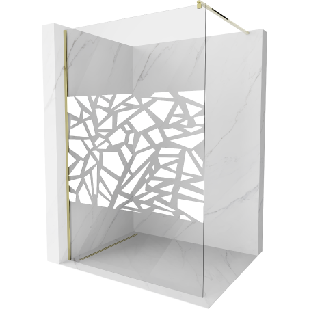 Mexen Kioto paroi de douche Walk-in 140 x 200 cm, motif blanc 8 mm, doré - 800-140-101-50-85