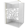 Mexen Kioto paroi de douche 140 x 200 cm, transparent/Design blanc 8 mm, Or - 800-140-101-50-85