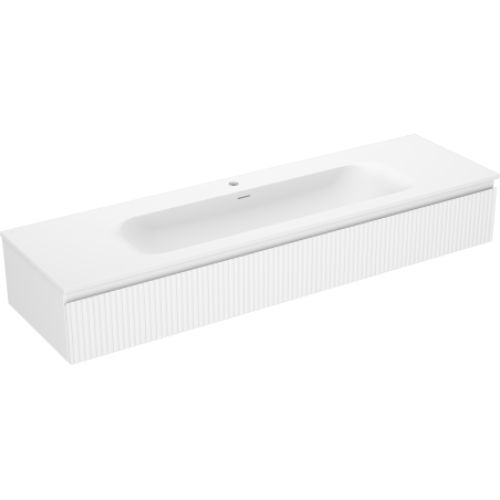 Mexen Rivel meuble de salle de bain 160 cm avec lavabo Vela, 1 tiroir, rainuré, blanc mat - 91A20-16023-1-BF01-W23M01