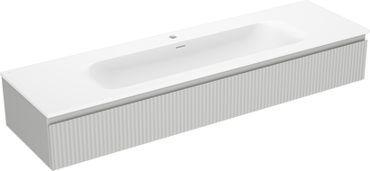 Mexen Rivel meuble de salle de bain 140 cm avec lavabo Vela, 1 tiroir, rainuré, gris mat/blanc mat - 91A20-16023-1-BF62-W23M01