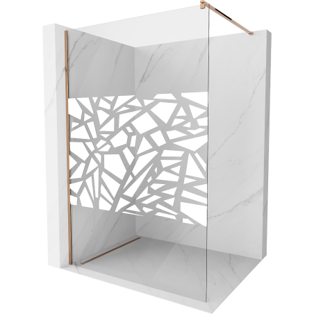 Mexen Kioto paroi de douche Walk-in 100 x 200 cm, motif blanc 8 mm, or rose - 800-100-101-60-85