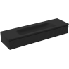 Mexen Rivel meuble de salle de bains 160 cm avec lavabo Vela, 1 tiroir, rainuré, noir mat - 91A20-16023-1-BF71-W23M71