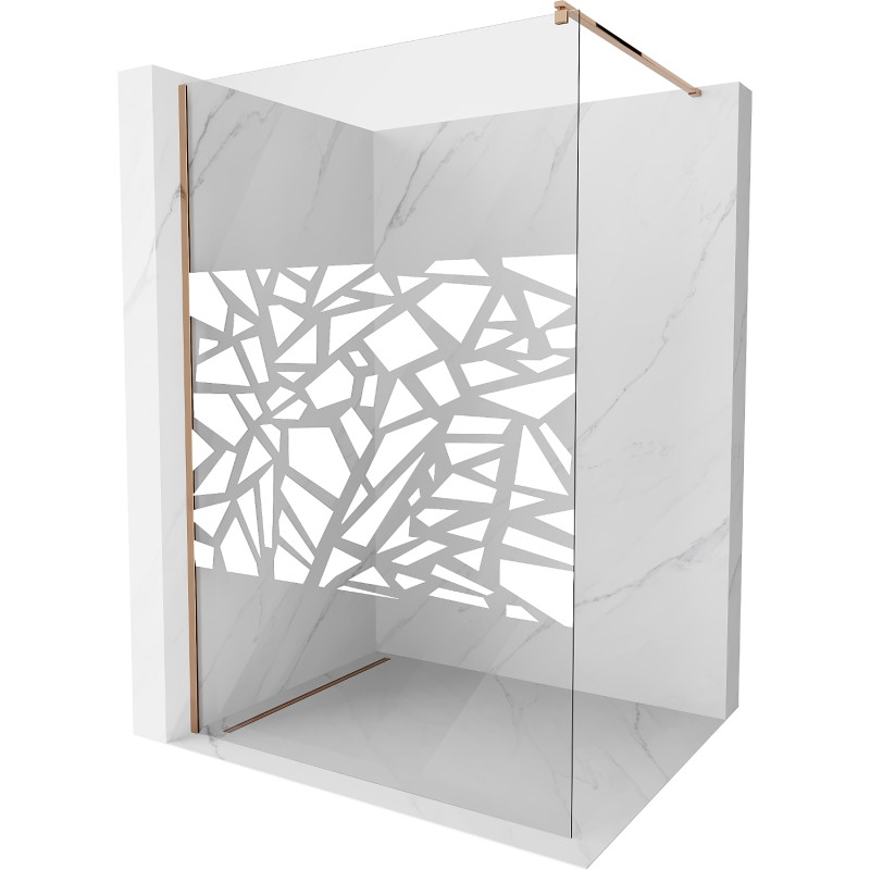 Mexen Kioto paroi de douche Walk-in 140 x 200 cm, motif blanc 8 mm, or rose - 800-140-101-60-85