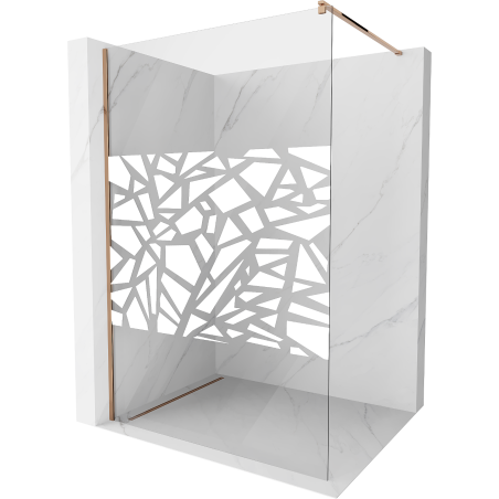 Mexen Kioto paroi de douche 140 x 200 cm, transparent/Design blanc 8 mm, Or rose - 800-140-101-60-85