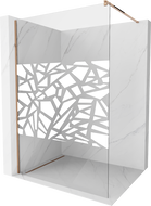 Mexen Kioto paroi de douche 140 x 200 cm, transparent/Design blanc 8 mm, Or rose - 800-140-101-60-85