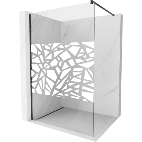 Mexen Kioto paroi de douche Walk-in 90 x 200 cm, motif blanc 8 mm, noir - 800-090-101-70-85