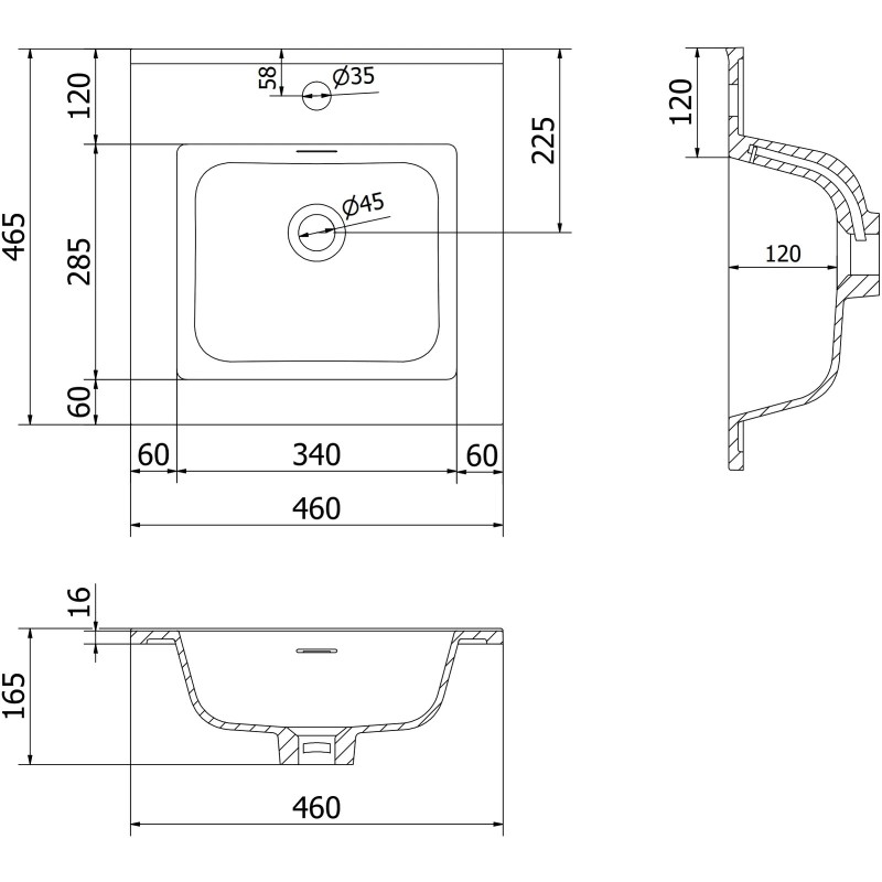 Mexen Orio meuble de salle de bain 45 cm avec lavabo Otis, 1 tiroir, blanc mat - 91A10-04547-1-BF01-W18M01