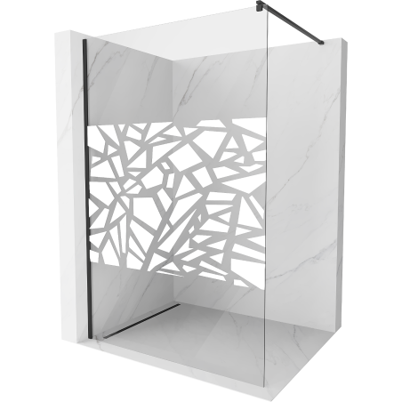 Mexen Kioto paroi de douche 130 x 200 Walk-in cm, motif blanc 8 mm, noir - 800-130-101-70-85