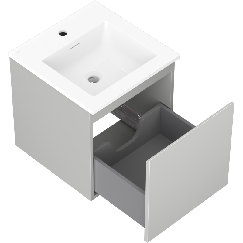 Mexen Orio meuble de salle de bain 45 cm avec lavabo Otis, 1 tiroir, gris mat/blanc mat - 91A10-04547-1-BF62-W18M01