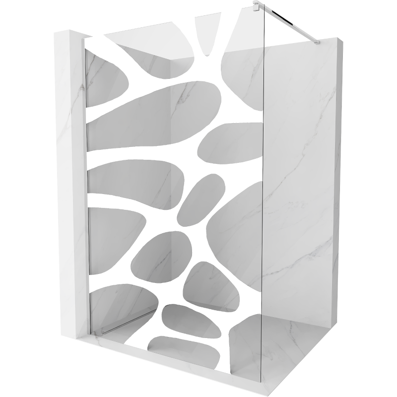 Mexen Kioto paroi de douche Walk-in 70 x 200 cm, vague blanche 8 mm, chrome - 800-070-101-01-97