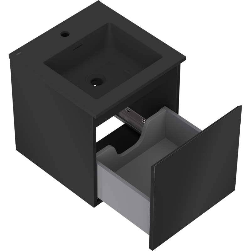 Mexen Orio armoire de salle de bain 45 cm avec lavabo Otis, 1 tiroir, noir mat - 91A10-04547-1-BF71-W18M71