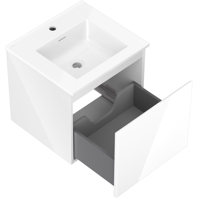 Mexen Orio meuble de salle de bains 50 cm avec lavabo Otis, 1 tiroir, blanc brillant - 91A10-05047-1-BF00-W18M00