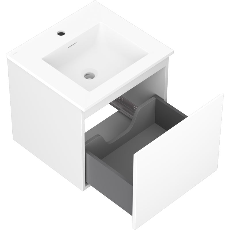 Mexen Orio armoire de salle de bain 50 cm avec lavabo Otis, 1 tiroir, blanc mat - 91A10-05047-1-BF01-W18M01