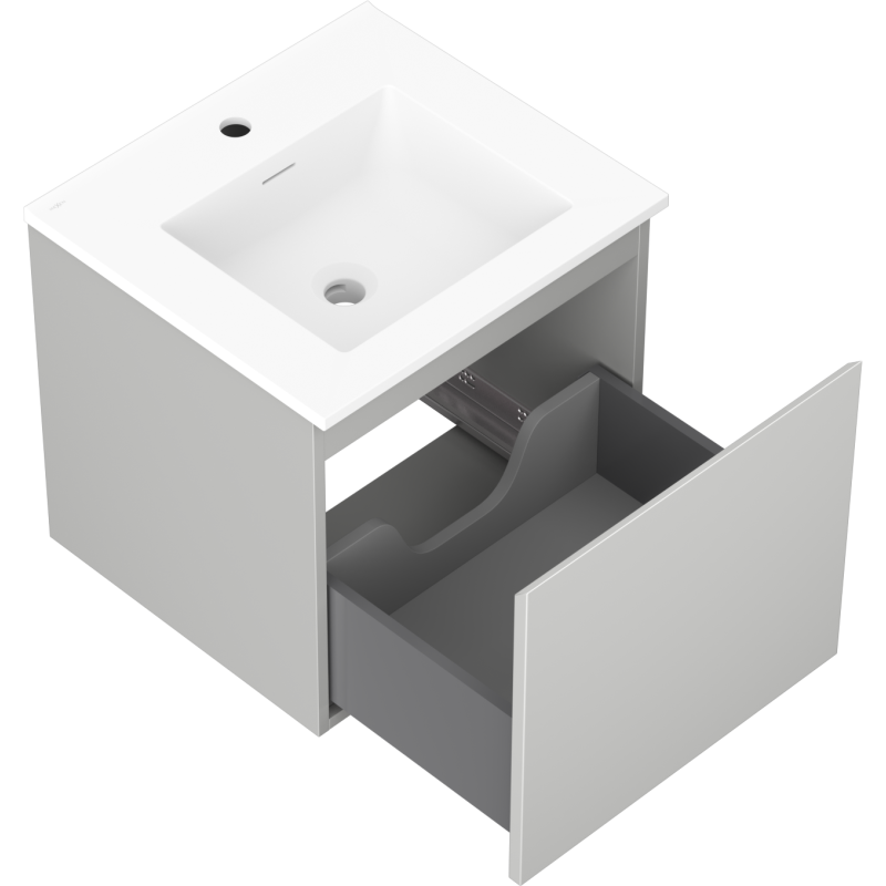 Mexen Orio meuble de salle de bain 50 cm avec lavabo Otis, 1 tiroir, gris mat/blanc mat - 91A10-05047-1-BF62-W18M01