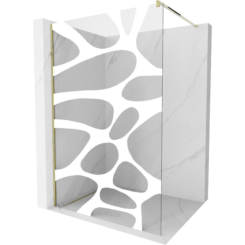 Mexen Kioto paroi de douche Walk-in 70 x 200 cm, transparent/vague blanche 8 mm, dorée - 800-070-101-50-97