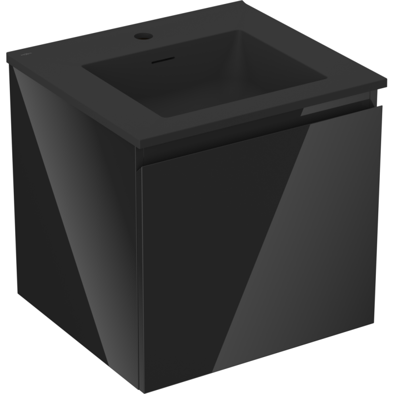 Mexen Orio meuble de salle de bain 50 cm avec lavabo Otis, 1 tiroir, noir brillant/noir mat - 91A10-05047-1-BF70-W18M71