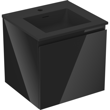 Mexen Orio meuble de salle de bain 50 cm avec lavabo Otis, 1 tiroir, noir brillant/noir mat - 91A10-05047-1-BF70-W18M71