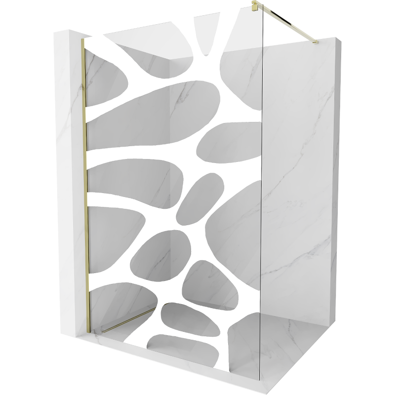 Mexen Kioto paroi de douche Walk-in 80 x 200 cm, vague blanche 8 mm, dorée - 800-080-101-50-97