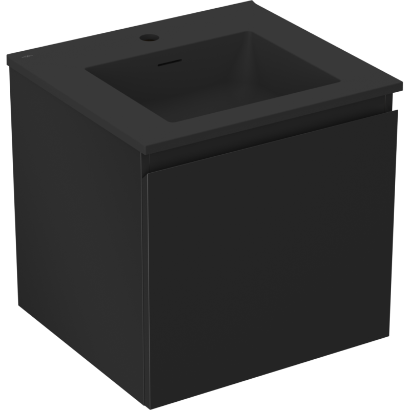 Mexen Orio meuble de salle de bains 50 cm avec lavabo Otis, 1 tiroir, noir mat - 91A10-05047-1-BF71-W18M71