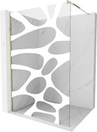 Mexen Kioto paroi de douche 140 x 200 cm, transparent/Design blanc 8 mm, Or - 800-140-101-50-97