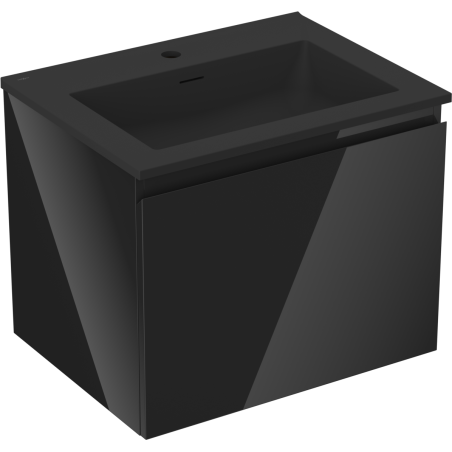 Mexen Orio meuble de salle de bain 60 cm avec lavabo Otis, 1 tiroir, noir brillant/noir mat - 91A10-06047-1-BF70-W18M71