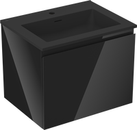 Mexen Orio meuble de salle de bain 60 cm avec lavabo Otis, 1 tiroir, noir brillant/noir mat - 91A10-06047-1-BF70-W18M71