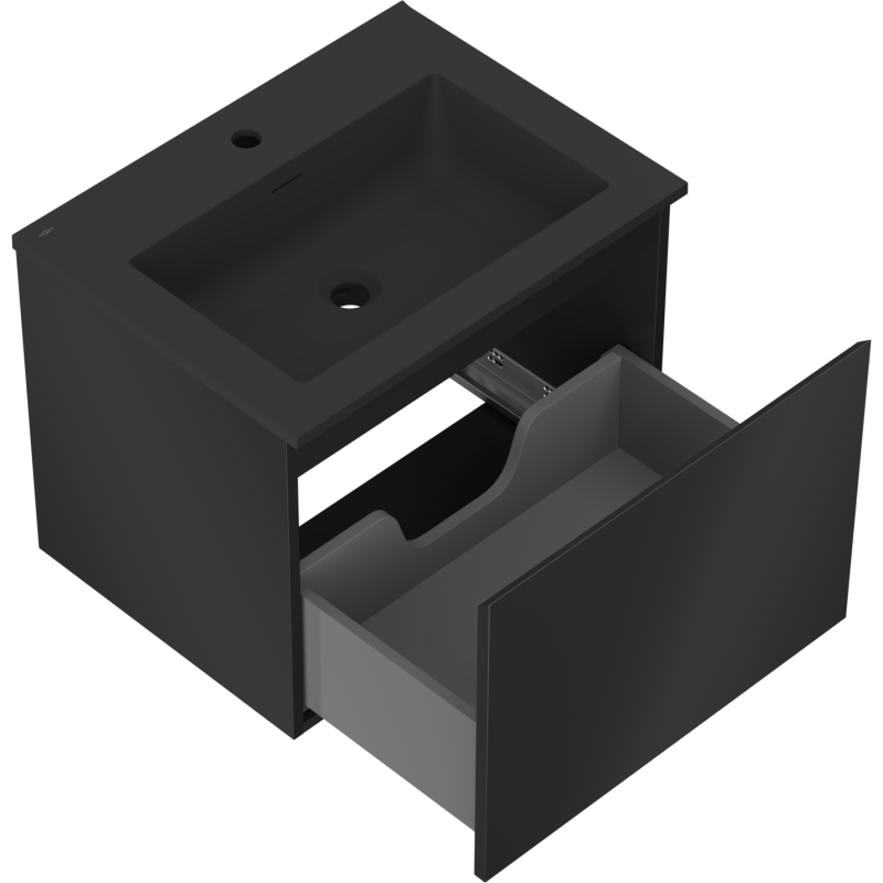 Mexen Orio armoire de salle de bain 60 cm avec lavabo Otis, 1 tiroir, noir mat - 91A10-06047-1-BF71-W18M71