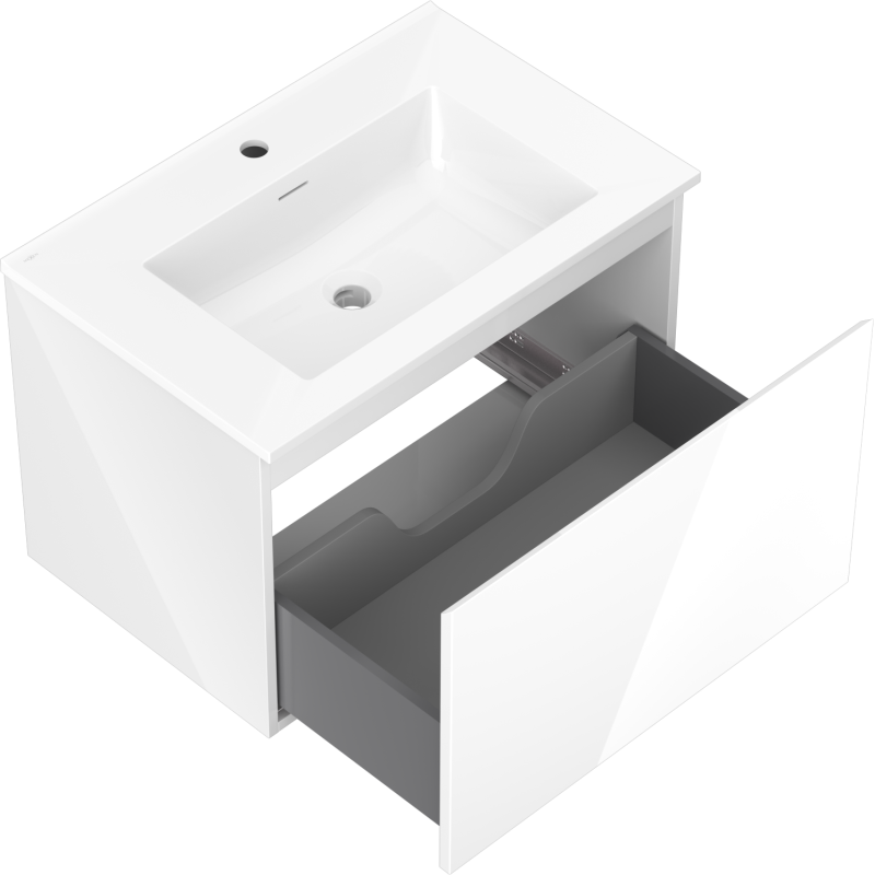 Mexen Orio meuble de salle de bains 70 cm avec lavabo Otis, 1 tiroir, blanc brillant - 91A10-07047-1-BF00-W18M00