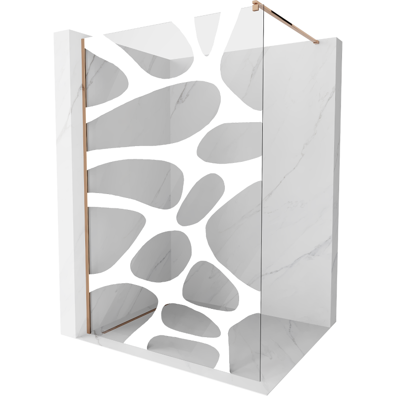 Mexen Kioto paroi de douche Walk-in 110 x 200 cm, vague blanche 8 mm, or rose - 800-110-101-60-97