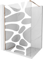 Mexen Kioto paroi de douche Walk-in 120 x 200 cm, vague blanche 8 mm, or rose - 800-120-101-60-97