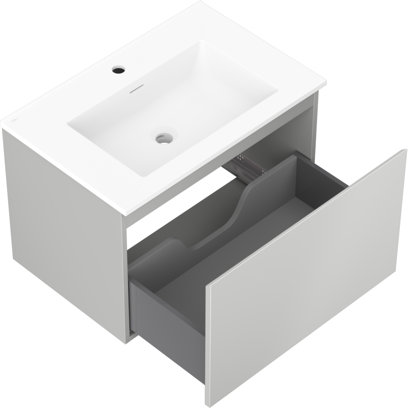 Mexen Orio armoire de salle de bain 70 cm avec lavabo Otis, 1 tiroir, gris mat/blanc mat - 91A10-07047-1-BF62-W18M01
