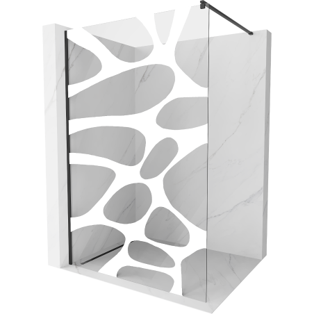 Mexen Kioto paroi de douche Walk-in 70 x 200 cm, vague blanche 8 mm, noir - 800-070-101-70-97