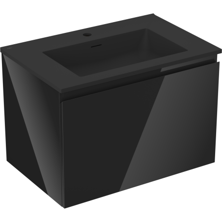 Mexen Orio meuble de salle de bain 70 cm avec lavabo Otis, 1 tiroir, noir brillant/noir mat - 91A10-07047-1-BF70-W18M71